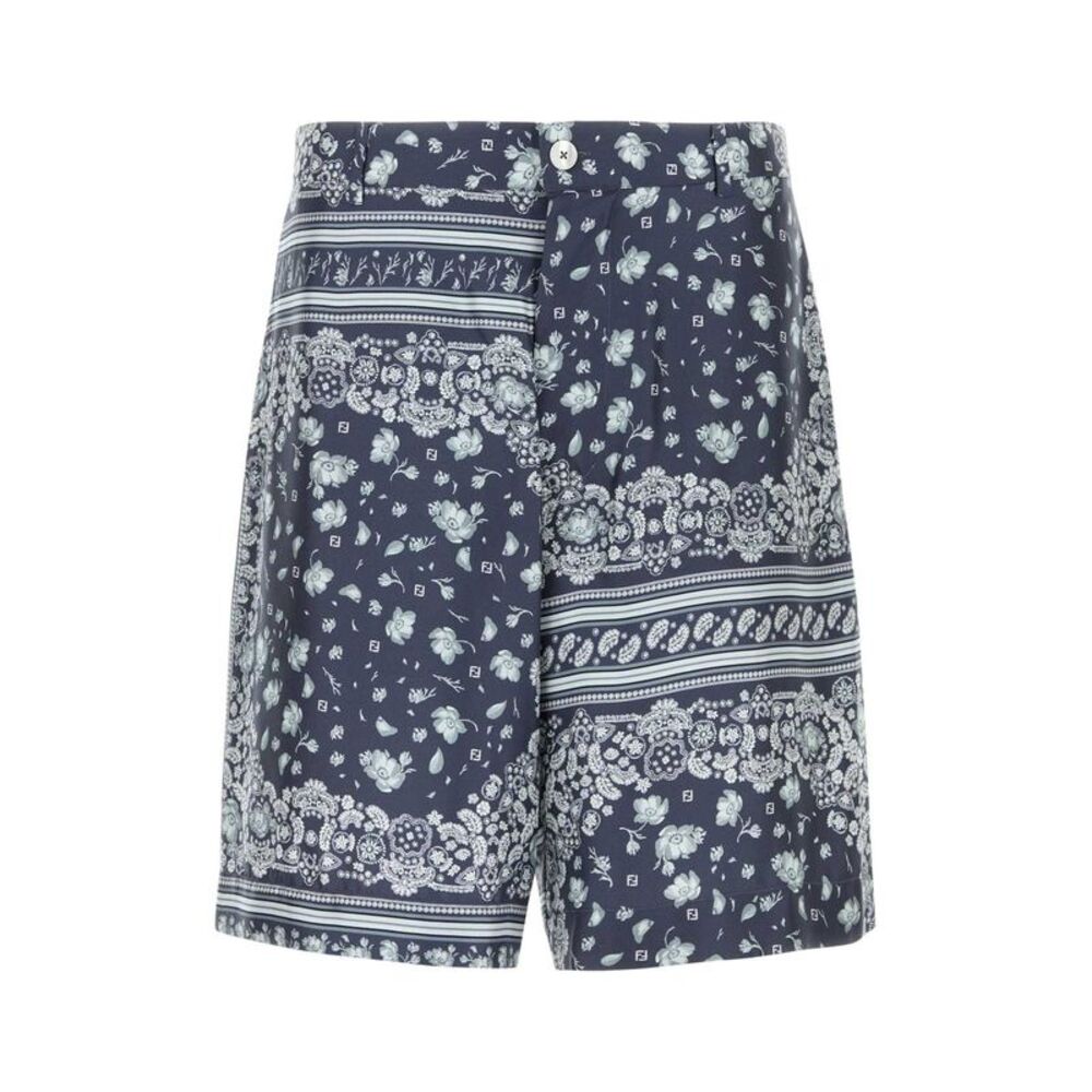 Fendi Men Printed Silk Bermuda Shorts